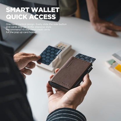 VULKIT Card Holder Wallet with Double ID Windows RFID Blocking Pop Up Wallet Minimalist Design for 12 Cards