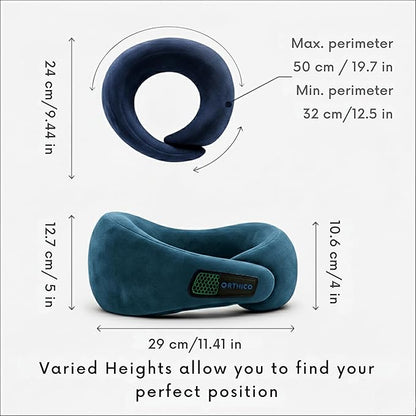 Neck Pillow for Travelling - Gel Memory Foam Travel Pillow with Adjustable Straps, Washable Cover for Airplane, Car, Train - Ultimate Comfort & Support for Neck Pain Relief (Deep Sea Blue)