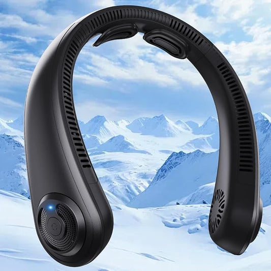 Neck Fan - Portable Neck Fan with Neck Support, 5 Speeds, All Around Airflow, Hand-free Bladeless Personal Cooling Fans, Rechargeable Wearable Fan for Outdoor and Indoor, Festival Gifts for Men Women