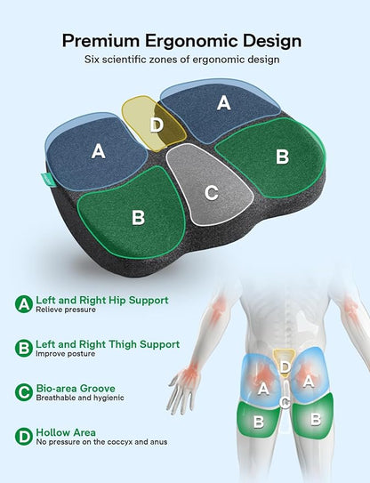 medisana Gel Seat Cushion for Office Chair, Car Seat & Wheelchair, GC 100B Office Chair Cushion for Tailbone, Back & Sciatica Pain Relief Pillow, Best Gift for Office Workers, Drivers, Wheelchair User