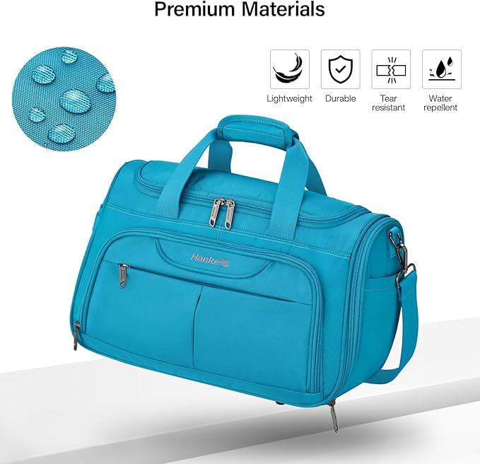 Hanke Carry On luggage Bags for Travel, Large Foldable Duffle Bag for Travel, Softside Lightweight Travel Bag Carry On Bags for Airplanes Women, Travel Tote Bags for Women Men.(Caribbean Blue)