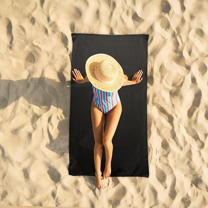 Camping Towel L Size Microfiber Quick Dry Lightweight Travel Body Swimming Pool Beach Towels (Black, 1 Pack L)