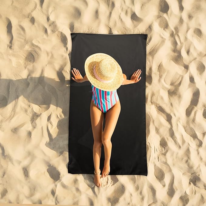 Camping Towel Microfiber Quick Dry Hiking Beach Swimming Pool Travel Body Towels(Black, 1 Pack XL)