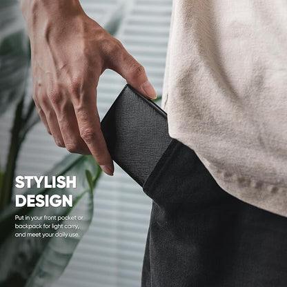 VULKIT Pop up Wallet Minimalist Cash Wallets RFID Blocking Leather Smart Credit Card Holder with Magnetic Closure for Men