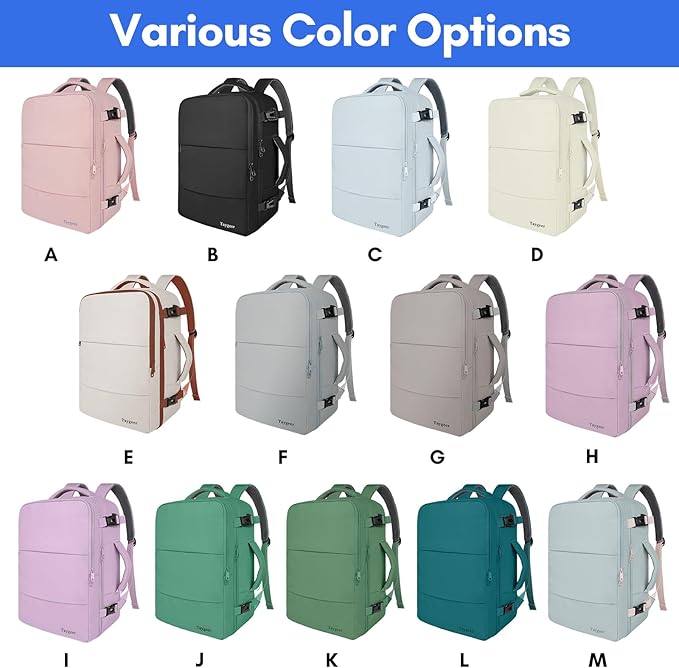 Taygeer Travel Laptop Backpack for Men Women, Airplane Approved Travel Backpack Suitcase with Usb Charging Port, Lightweight College 35l Luggage Bag 15.6inch Laptop Mochila Gifts for Business,Black