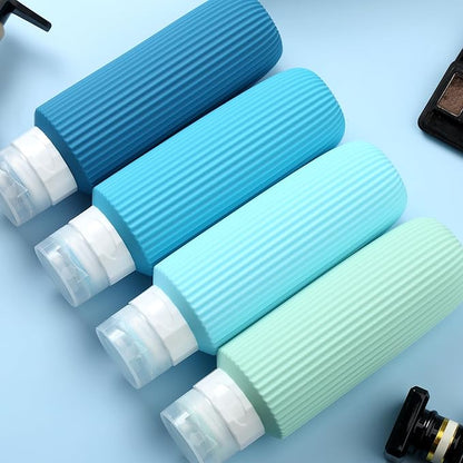 Travel Bottles for Toiletries, Large 6oz Travel Size Containers, BPA Free Leak Proof Tubs Refillable Liquid Accessories with Toiletry Bag for Cometic Shampoo and Lotion Soap (4 Pack)