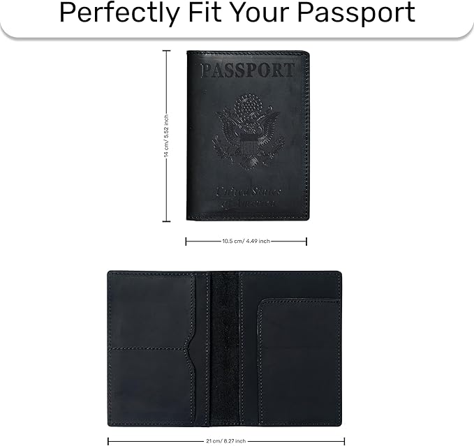 HIFA Leather Passport Holder, Handmade Passport Cover with Card and Ticket Slot - Genuine Leather, Elegant Design, Easy Access - Passport Case, Passport Wallet, Passport Holder