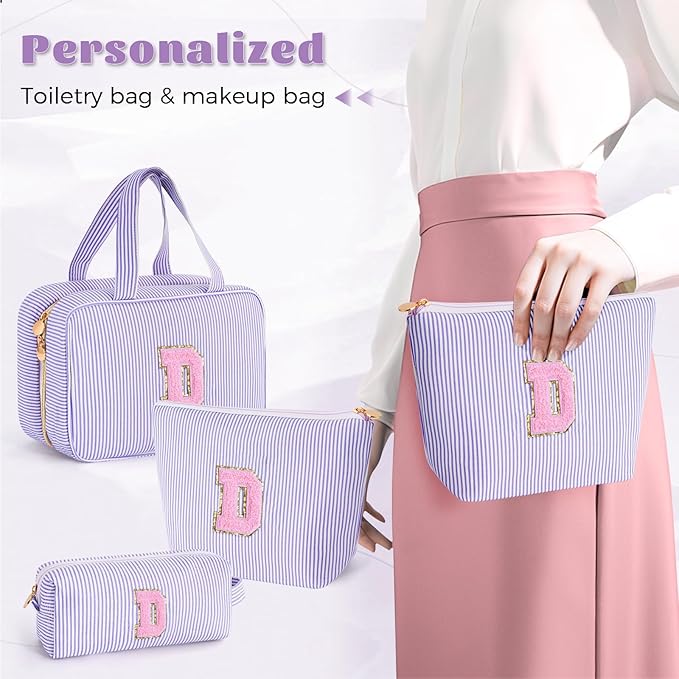 Daughter Teen Girl Gifts - Cute Toiletry Cosmetic Bag for Bridesmaid Friends | Travel Bag for Bride Maid of honor Bridal Shower Personalized Bachelorette Girlfriend Gifts - Lavender D