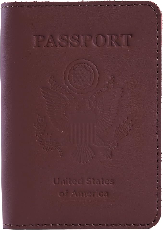 INCARNE US Leather Passport Holder for Travel - Passport Case - Passport Wallet for Men - Passport Cover for Women Sleeve Protector - Travel Essentials Vacation Luggage Gifts - Classic Light Blue