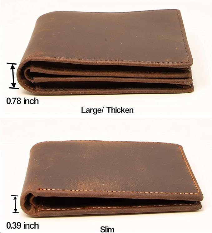 Genuine Leather Wallet for Men Handmade Vintage Italian Bifold Large Capacity RFID Blocking with Zipper (Light Brown)