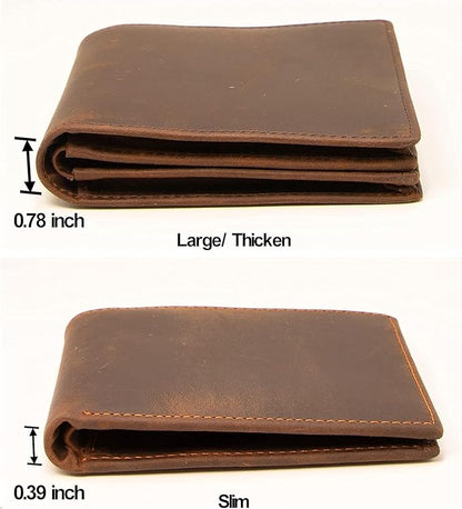 Genuine Leather Wallet for Men Handmade Vintage Italian Bifold Large Capacity RFID Blocking with Zipper (Light Brown)