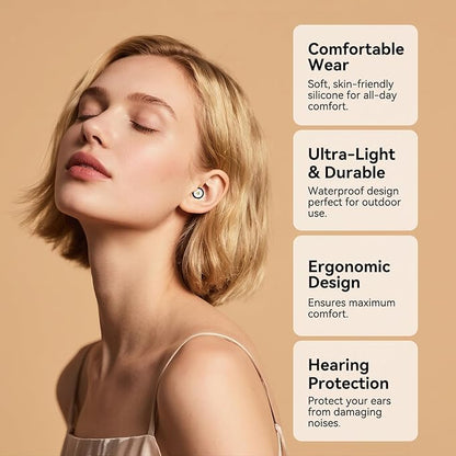 Ear Plugs for Sleeping Noise Cancelling, 24-30dB Ear Plugs for Noise Reduction, Hearing Protection, Silicone Soft Reusable EarPlugs for Sleep, Concert, Focus with Case & 4 Pair Eartips