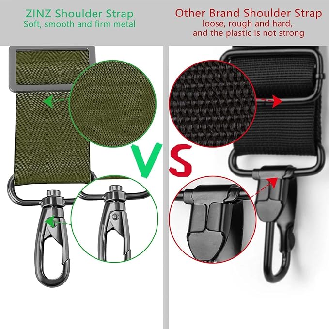 ZINZ 79 inch Shoulder Strap, Extra-thick Fixed Cushion Pad and Dual Clasps Universal Replacement Strap with Metal Swivel Hooks for Laptop Bags, Luggage Bags, Camera, Crossbody(Army Green)