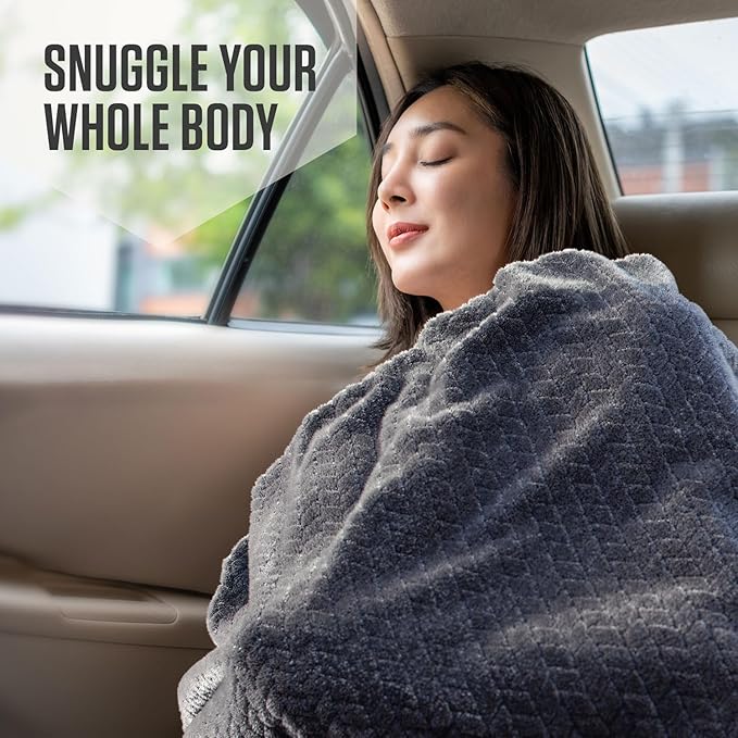 VENTURE 4TH Travel Blanket Pillow – Premium Ultra-Soft & Warm 2-in-1 Blanket or Pillow for Airplane, Car & Bus – Compact, Lightweight & Portable – Lint-Free, No Shedding, No Pilling - Gray