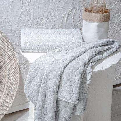 BAGNO MILANO Turkish Cotton Ultra-Soft Plush Absorbent Quick Dry Bathroom Towel Set, Made in Turkey (LightGrey, 2 pcs Bath Towel Set)