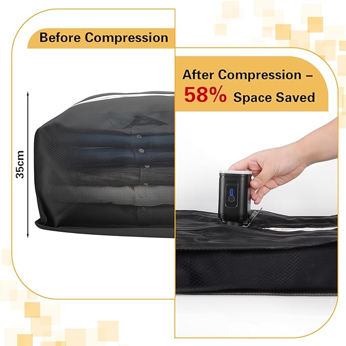 2 Pack vacuum seal bags for clothing, Travel Vacuum Bags with Pump, Reusable Compreesion Storage Bags luggage & Closet, Portable Space Save Bags, Waterproof & Durable