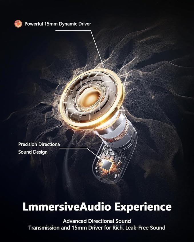 Open Ear Bone Conduction Headphones,Bluetooth Headphones 5.4 with Smart Digital Display,60H Playtime,IPX7 Waterproof,Touch Control Operate Fit Cycling Running