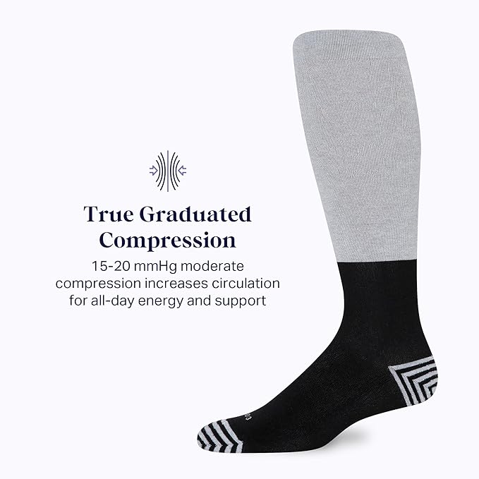 Comrad CloudCotton Knee High Socks - 15-20mmHg Graduated Compression Socks - Combed Cotton Support Socks