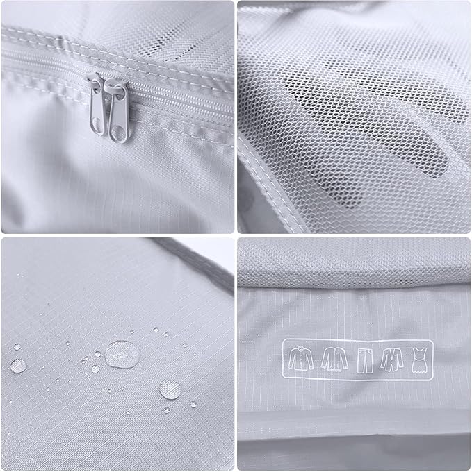 Packing cubes for Travel, CALACH Luggage Organizer Bags 6 Set Packing Cubes for Suitcases Travel Essentials for Carry on Mesh Suitcase Organizer with Shoe Bag (grey)