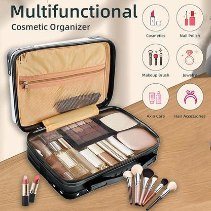 14inch Hard Shell Cosmetic Organizer Travel Train Hand Luggage Small Portable Carrying Suitcase Makeup Case Bag for Women Toiletry