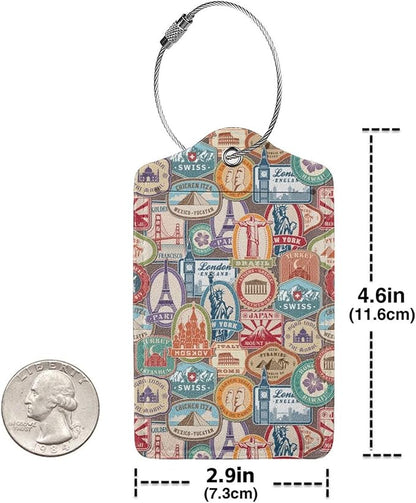 National Landmarks Stickers Luggage Cover Washable Suitcase Protector, Monuments Stamps Stickers Luggage Tag Birthday Gifts (S 18-21 Inch Luggage)