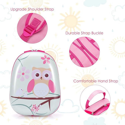 KOTEK Kids Carry On Luggage Set, 16" Hardside Rolling Suitcase with Spinner Wheels, Travel Rolling Luggage for Boys Girls (Owl)