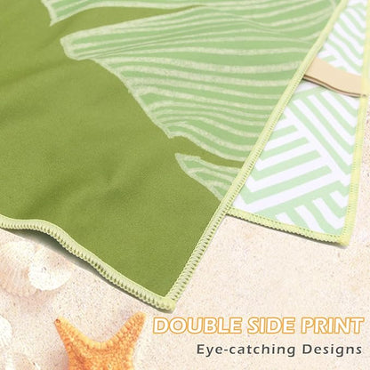 Eunzel Microfiber Beach Towel, Quick Dry Travel Towel Large Sand Free Towel for Beach, Camping, Swim Pool, Gym, Sports& Yoga 71"x32", Palm Green