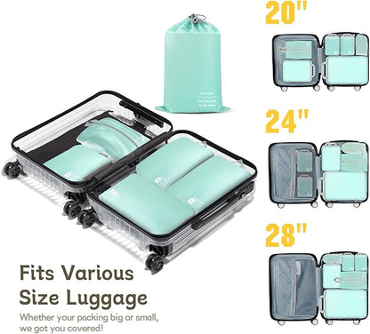 Compression Packing Cubes 6 Set, Dual Zipper Compression Packing Cubes for Travel, Space-Saving Packing Bags for Suitcases, packing cubes with shoe bag