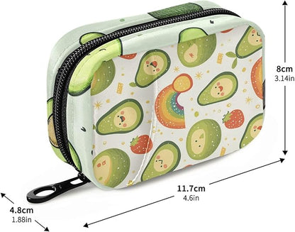 Avocados Rainbows White Cute Pill Organizer Weekly Travel Pill Box 7 Day Large Capacity Pill Dispenser Case with 8 Pill Container Daily Pill Box Organizer Vitamin Holder Pill Bot