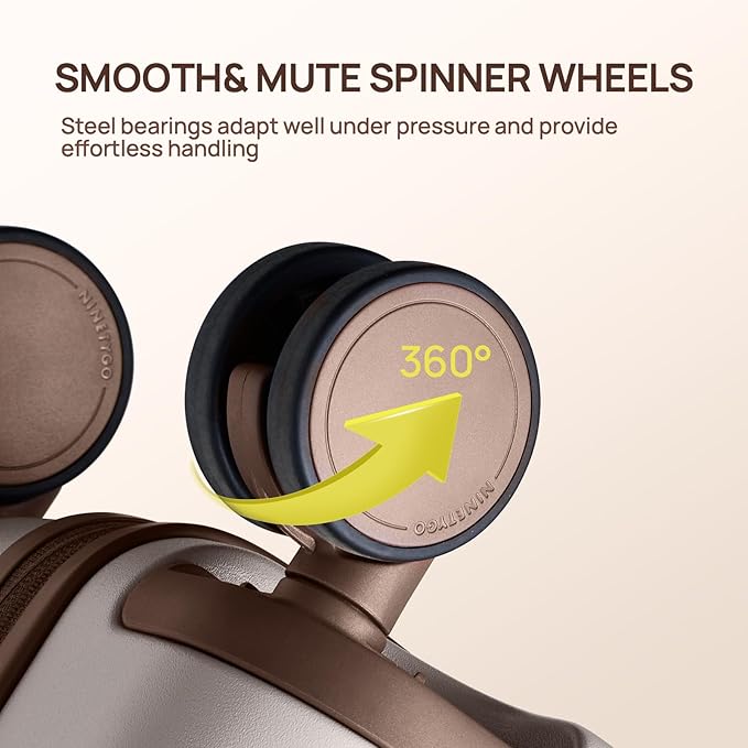 NINETYGO Large Checked Luggage 29 Inch, Flat Top Opening Checking In Luggage with Brake Wheels, Expandable, Coffee-Infused PC Hard Shell, Eco-Friendly, TSA Lock, 360° Spinner Wheels (Americaco)