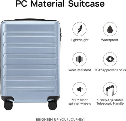 NINETYGO Large Checked Luggage 28 Inch, Checking In Luggage with Smooth Spinner Wheels, Expandable, Hard Shell PC+ABS Suitcase, Lightweight Travel Luggage, TSA Approved (Blue, Andes)