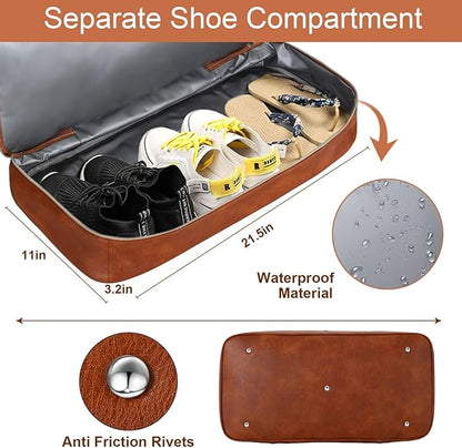 Weekender Bag for Women, Travel Duffel Bag Carry On Overnight Bag with Shoe Compartment Large Nylon Travel Weekend Tote Bag