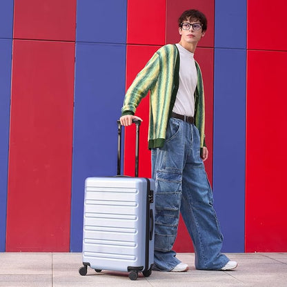 NINETYGO Large Checked Luggage 28 Inch, Checking In Luggage with Smooth Spinner Wheels, Expandable, Hard Shell PC+ABS Suitcase, Lightweight Travel Luggage, TSA Approved (Blue, Andes)