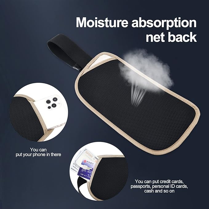 RFID Blocking Money Belt for Men Women, Slim Fanny Pack For Travel，Running,Conceal Waist Wallet For Passport Holder,Phone,Cash(Black Beige), Black Beige