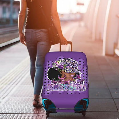 Travel Suitcase Protector African American Girl Elastic Protective Washable Luggage Cover With Concealed Zipper Suitable For 18-32 Inch(L (for 25-28 inch luggage))