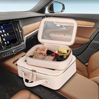 Pinkmik Clear Makeup Bag for Women Waterproof Travel Cosmetics and Toiletries Case Portable Makeup Oaganizer Bag Clear Car Bag with Zipper (Pink, M+L-1)