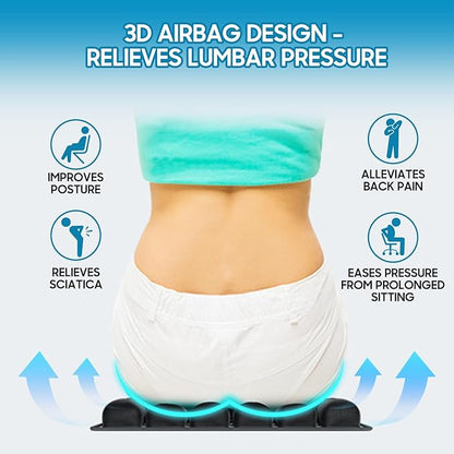 3D Inflatable Seat Cushion, Pressure Relief Design, Protect Lumbar Spine, Portable Travel Seat Cushion Wheelchair Pad for Car Seat, Office Chair, Wheelchair, Stadium