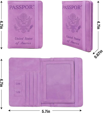 Melsbrinna RFID Passport Holder for Travel, Unisex Adults, Purple, Faux Leather, Travel Wallet, Passport Cover, RFID Protected