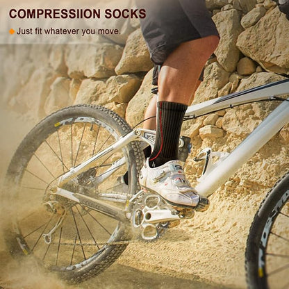 BULLIANT Compression Socks for Men 6Pairs, Athletic Crew Socks Cushioned For Men Sports Running-Arch Support