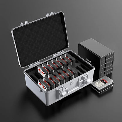 ORICO Hard Drive Case 3.5inch 20-Bay HDD/SSD Multi-Protection Storage Suitcase with Foam Hard Case Shockproof Anti-Static MoistureProof Carrying Box-PSC L20