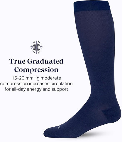 Comrad Nylon Knee High Socks - 15-20mmHg Graduated Compression Socks - Soft & Breathable Support Unisex Socks