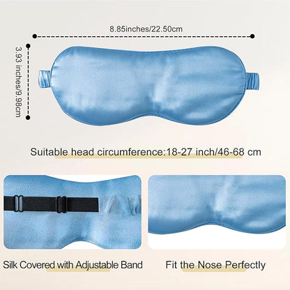 ZIMASILK Adjustable 100% 22 Momme Mulberry Silk Sleep Mask for Sleeping, Filled with Premium Mulberry Silk, Softest & Breathable Eye Sleeping Mask (Sky Blue)