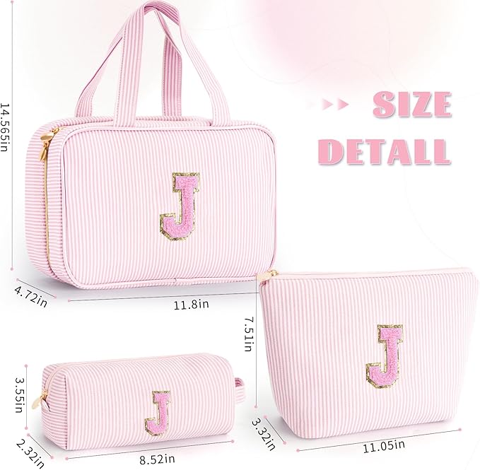 Birthday Gift for Girls Toiletry Bag Makeup Bag Cosmetic Bag Teacher Gifts for 3 4 5 6 7 8 9 10 11 12 13 Year Old Girls - Pink J