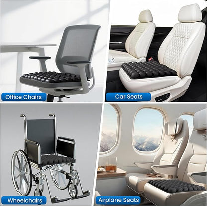 Travel Seat Cushion, Inflatable Airplane Seat Cushion for Travel, 56 Bubbles Portable Car Seat Cushions for Long Flights Office Chair, Wheelchair, Camping, Home Living (Black)