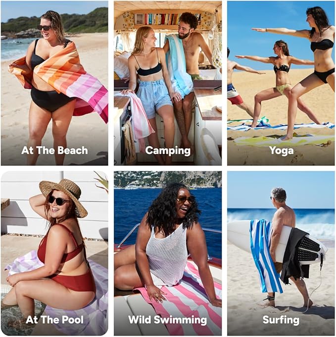 Dock & Bay Quick Drying Towel - for Sports & Gym - Compact, Lightweight - 100% Recycled - Includes Bag - Summer - Miami Sorbet, Extra Large (200x90cm, 78x35)