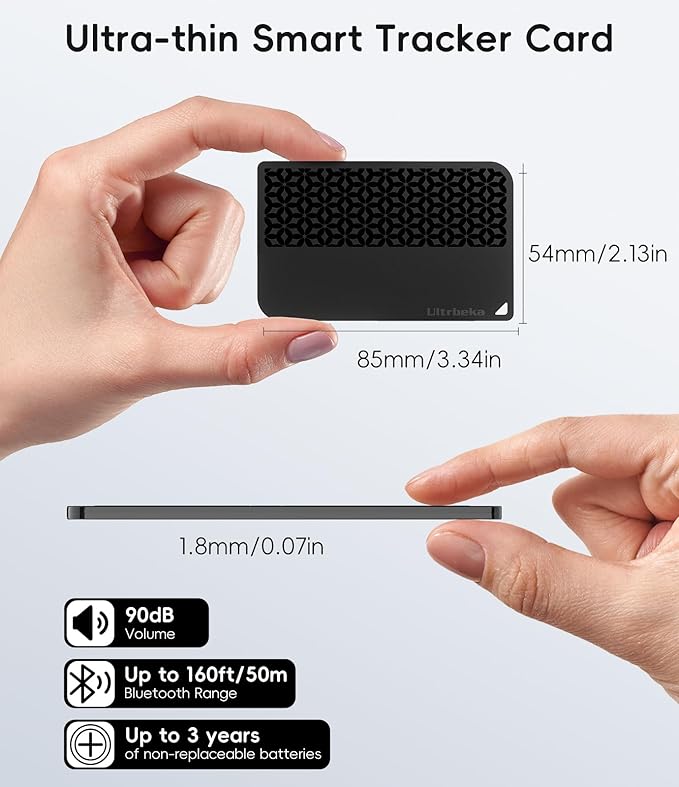 Ultra-Thin Wallet Tracker Card [Apple MFi Certified] Air Tag Card-Style Works with Apple Find My Tracking Your Passport/Luggage/Purse, Preventing Loss of Items