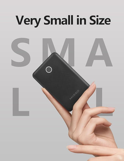 miisso 6000mah Ultra Slim Built in Cables Power Bank, Card Size Built in USB C Cords Battery Pack Portable Charger for Phones, 3 Output External Battery Pack Compatible with iPhone, Deep Black