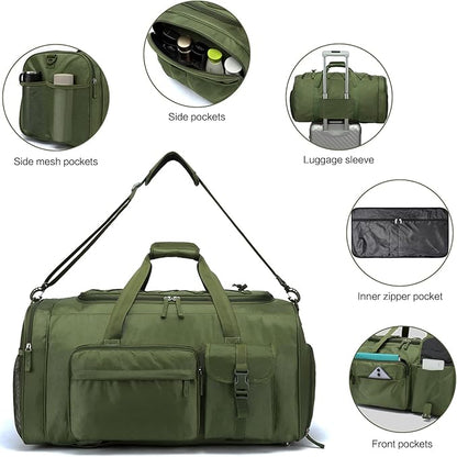 Lyweem Large Duffle Bag Backpack for Travel, 70L Heavy Duty Gym Duffel Bag with Shoes Compartment for Men & Women, Weekender Overnight Sports Backpack for Traveling