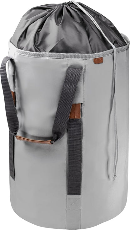 CleverMade Laundry Backpack Duffel Bag with Shoulder Straps - 62L / 16 Gal XL,Gray Shadow Gray,Drawstring Closure for Travel Clothes Gym College Dorm