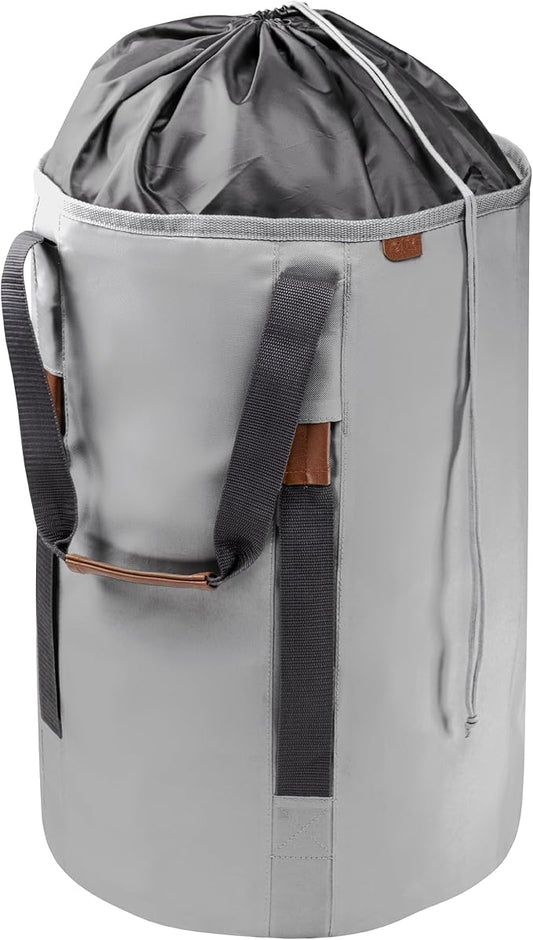 CleverMade Laundry Backpack Duffel Bag with Shoulder Straps - 62L / 16 Gal XL,Gray Shadow Gray,Drawstring Closure for Travel Clothes Gym College Dorm